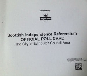 Scottish Referendum Polling Card 