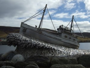 Statue of the Shetland Bus - Scalloway