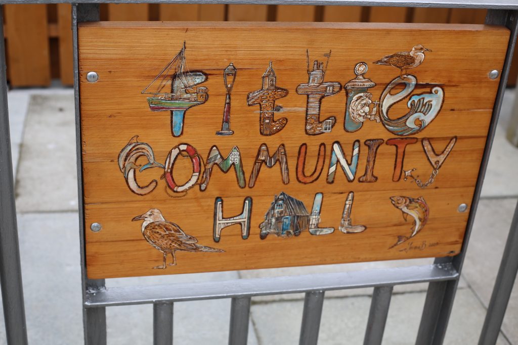 Colourful sign for the Fittie Community Hall