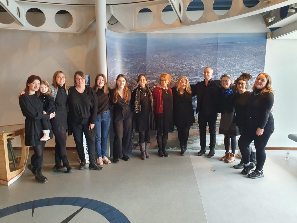 Harbour Voices choir members after a performance at the re-opening of Aberdeen's Maritime Museum. 